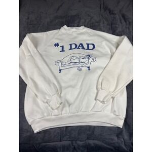 Vintage Jerzees by Russell #1 Dad Napping Graphic Sweatshirt White Mens XL 46